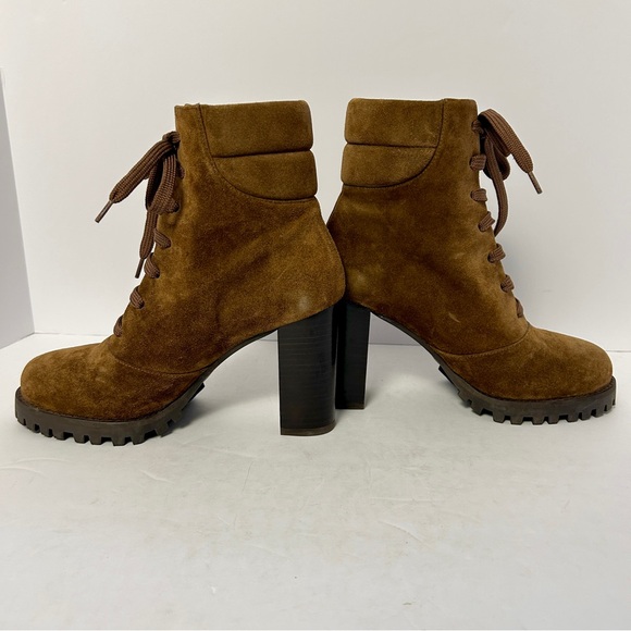 Stuart Weitzman Cyler Boot Suede Shoe Poetcore Dark Academia Combat Brown Size 7 - Picture 8 of 14